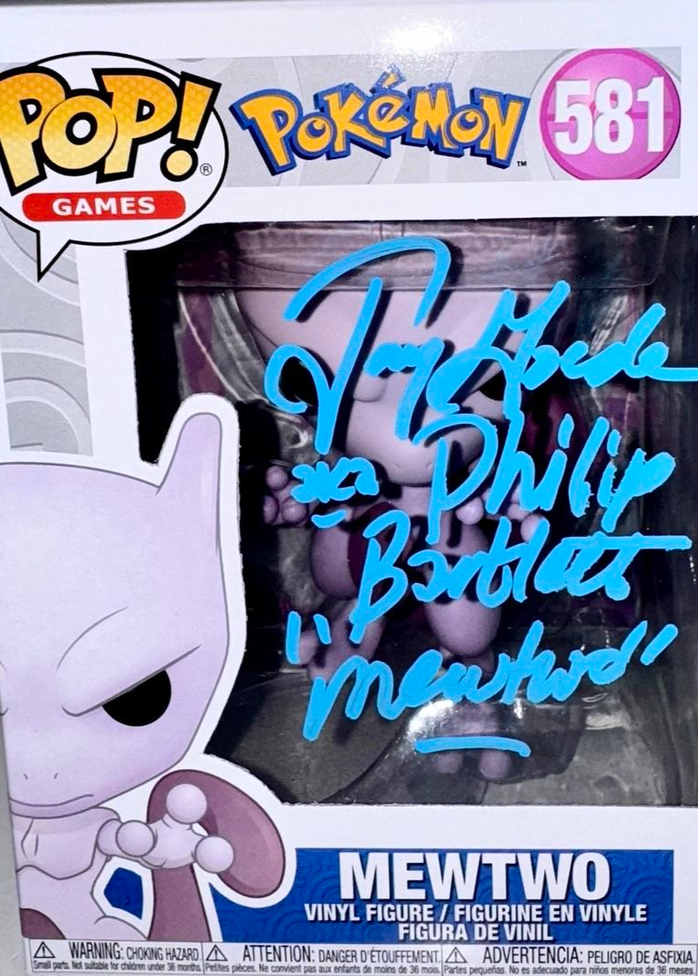 Jay Goede Signed Funko Pop #581 "Mewtwo" (Pokemon) w/Inscription - OC Celebrity Marketing #02